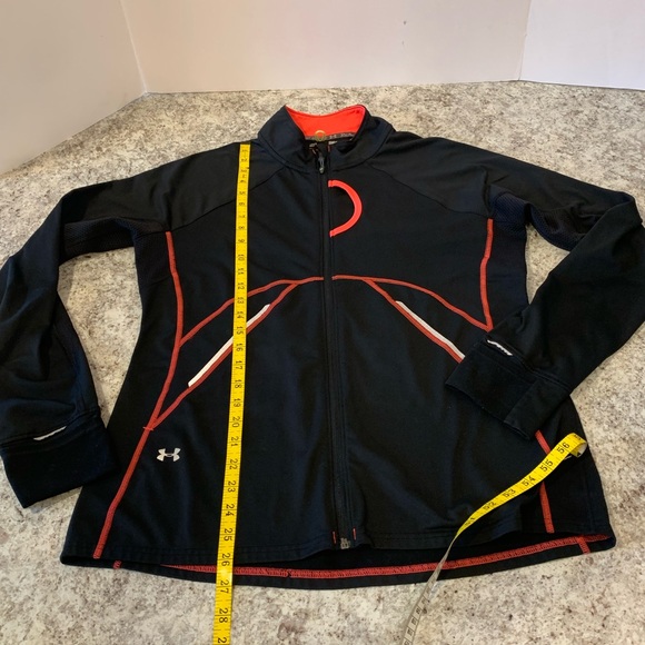 Under Armour Jacket Women large Black Semi-Fitted Cold Gear Full Zip Run - Picture 11 of 13